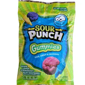 Sour Punch Gummies - Grape Lemon Strawberry Blue Raspberry Flavors - No Artificial Colors - 6.75 oz Bag