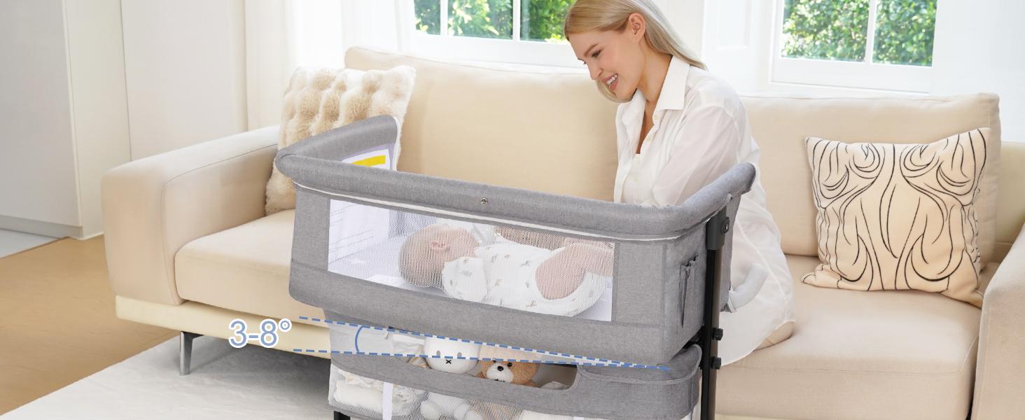 Baby Bassinet, Baby Basinet Bedside Sleeper, Easy to Fold Portable Crib Side Bassinet 2024new Style Girl/boy Folding Cot bassinetbaby