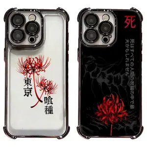 Tokyo Ghoul Kaneki Ken Anime Phone Case Red Spider Lily & Mask Design Protective Case for iPhone 17/1615/14/13/12/11 Pro Max Plus Shockproof Anti-Fall Soft Clear Cover