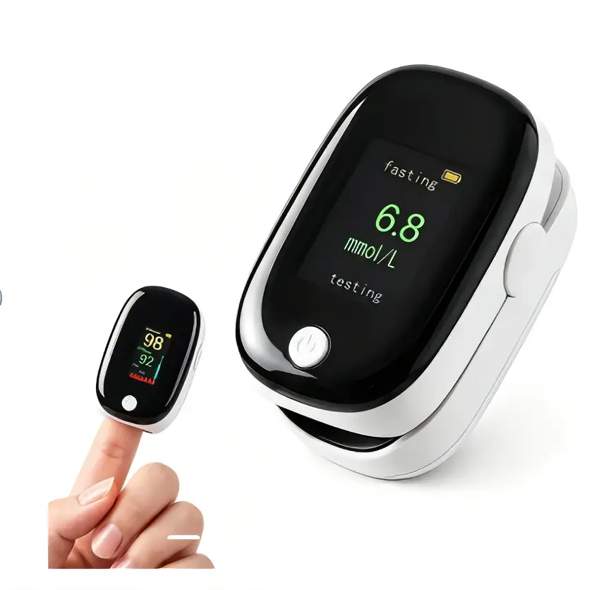 Fingertip Glucose Meter with results in 5 seconds - Portable Blood Sugar Tester for Home Use, Accurate Readings, Easy to Use, Ideal for elders
