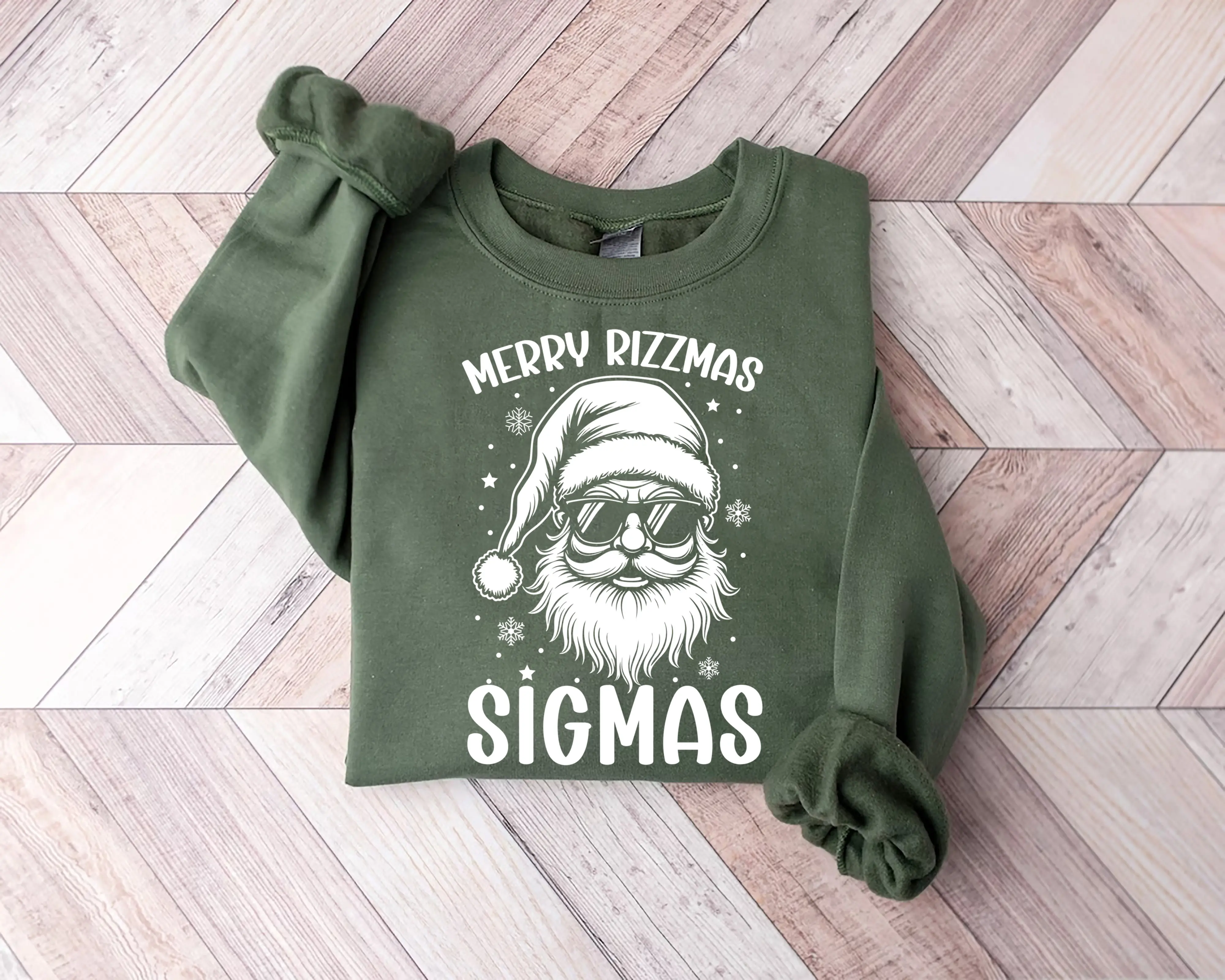 Merry Rizz Mas Sigmas Christmas T-Shirt, Funny Christmas Middle School Shirts Rizzmas Gifts Tees Sweatshirt