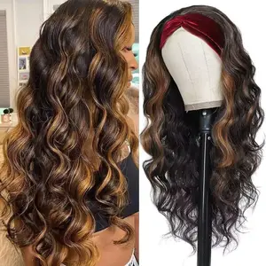 Highlight Wavy Headband Wig - Brown & Black