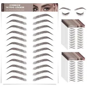 20 Sheets 240 Pairs Eyebrow Tattoo Sticker Waterproof 4D Hair-Like Natural Fake Tattoo Eyebrows Transfers Stickers Peel Off Brows Grooming Shaping Sticker in Natural Vegas Style,Dark Brown