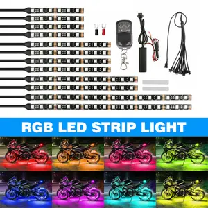 12X Motorcycle RGB LED Light Wireless Remote Multi Color Neon Glow Light Durable