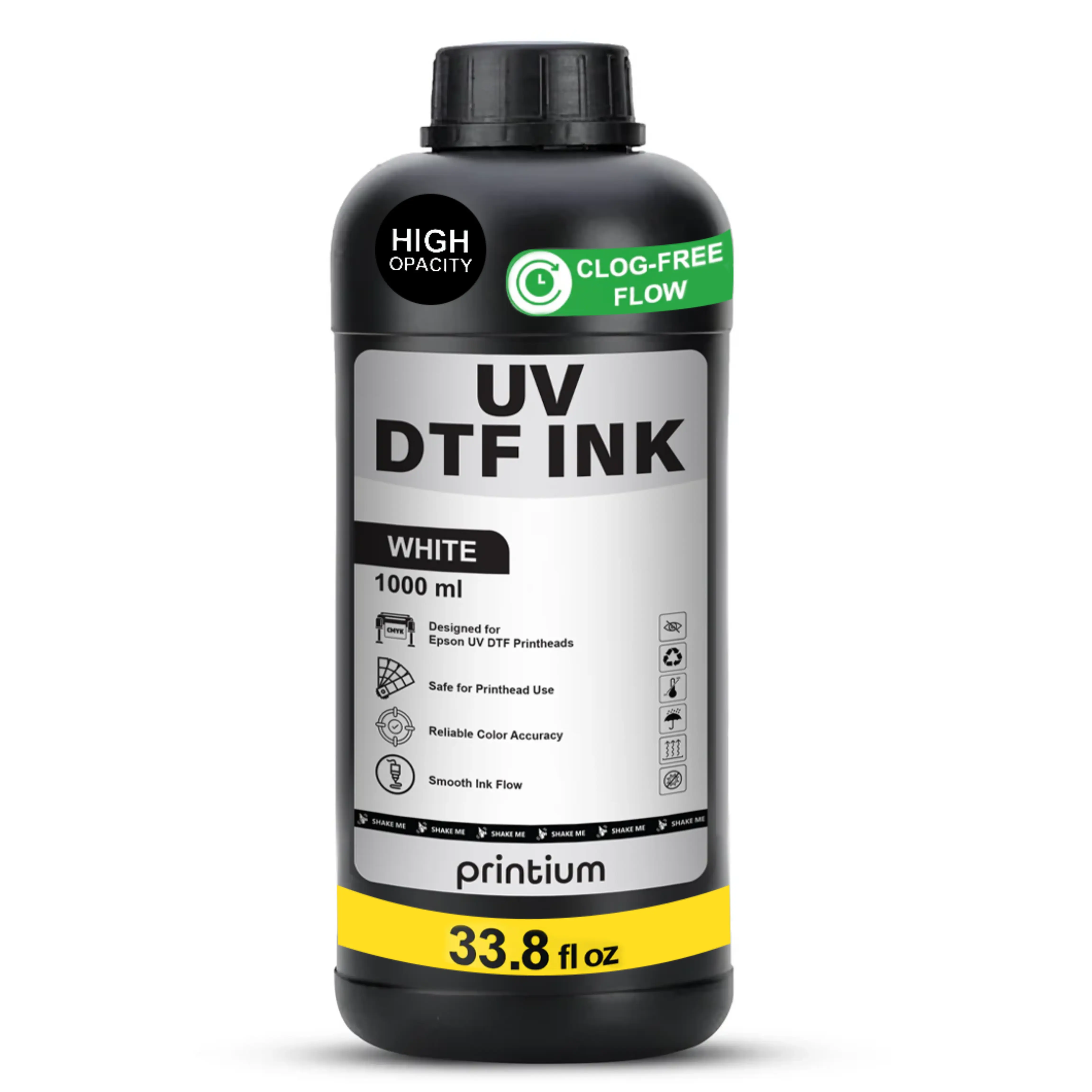 UV DTF Ink Refill - White Ink, 1000 ml (1L), Stability, Extreme Opacity, Flexible Durability for Office Equipment Kits