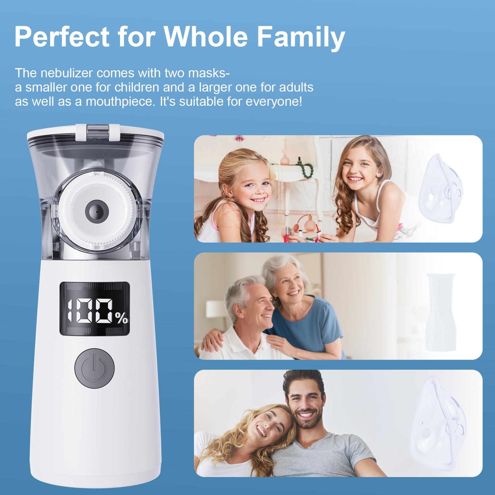 NBM-7 Handheld Nebulizer, 4 Adjustable Modes, Fine Mist 4μm, Rechargeable 600mAh, Portable & Quiet, 15ml Capacity for Daily Use and Personal Care