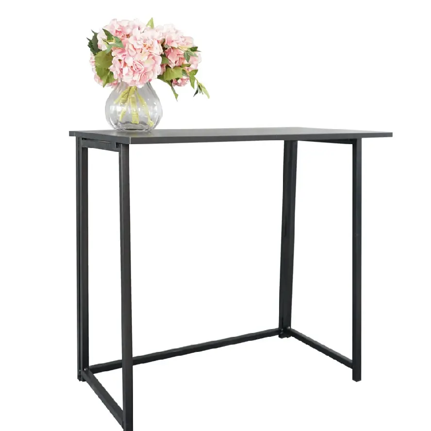 Foldable Classic Industrial Computer Desk - Black, Compact 31.5 x 17.72 x 29.33 Inches, Portable Collapsible Home Office Table for Small Spaces, Residential Use (Remote Workers, Students)
