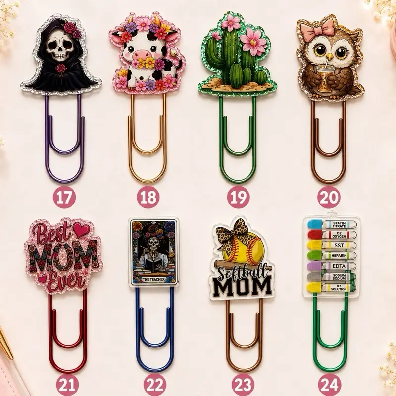 Custom Acrylic Paper Clip Bookmark | One of a Kind Planner Clip