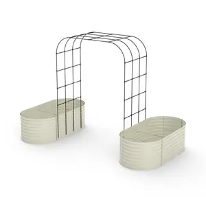 Expandable Arch Trellis Raised Bed Kit – 95 Inch Metal Garden System with Vertical Netting, Plant Ties, and Drainage Design for Vegetables, Flowers, and Vines