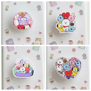 Home Is Where You Are Purple Phone Grip - Aesthetic Cartoon Friends Phone Stand, Cute Animal Squad Acrylic Socket for Fans, Meaningful Gift for Her