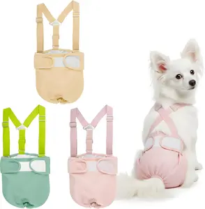 3 Pack Washable Female Dog Diapers with Suspender - Reusable Super Absorbent & Leakproof Fixed Doggie Diapers for Dogs in Heat Cycle