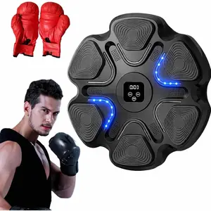 Music Boxing Machine Wall Mounted Bluetooth Punching Trainer, Smart LED Boxing Target for Adults & Seniors, Reaction Speed Training Home Fitness Equipment with Gloves