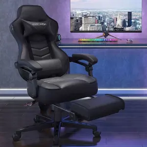 ELECWISH Ergonomic Gaming Chair, Recliner with Footrest, 5-Wheel Racing Swivel Seat for Indoor Gaming Furniture