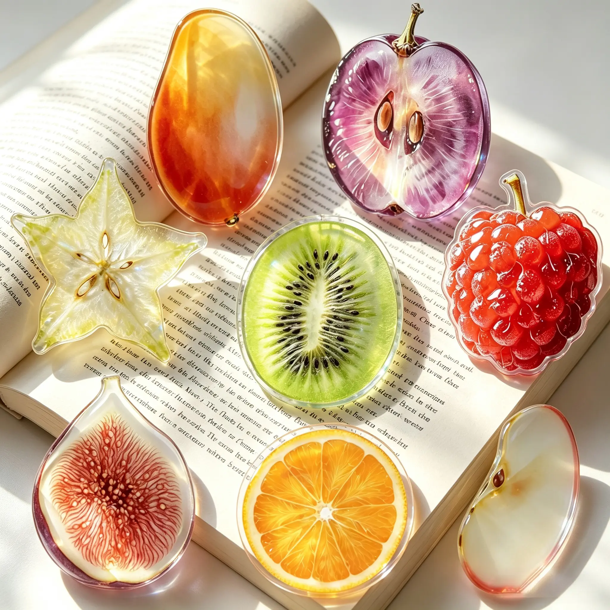 Transparent Acrylic Fruit Slice Bookmark - Unisex Light-Thru Page Marker, Back-to-School Office Stationery, Book Lover Party Gift for Reading Accessory Needs