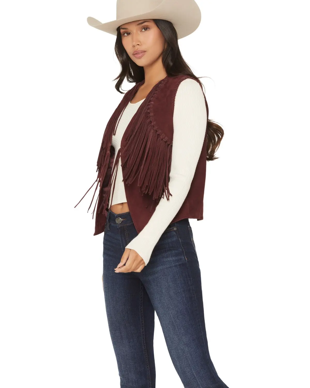 Scully Women's Women'S Suede Fringe Front Tie Vest - L1202-96