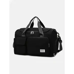 Large Capacity Multi-pocket Travel Bag, Lightweight Storage Short-distance Sports Fitness Bag, Casual Solid Color Travel Bag for Men & Women, Athletic Bag