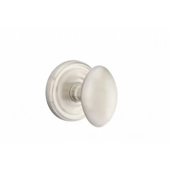 Emtek 8100EUS15 Brass Egg Knob Passage Door Hardware with Regular Rose, Satin Nickel, Backset 2-3/8" and 2-3/4", Standard Door Prep and Installation