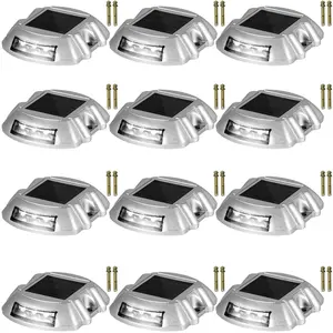 VEVOR Solar Pathway Lights, 12-Pack, White, Includes Screws, Weatherproof Outdoor Deck Lights, 6 LED, Ideal for Garden Paths, Walkways, Driveways & Steps