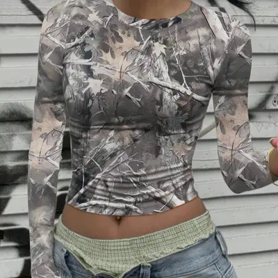 Y2k Army Print Top TikTok Shop