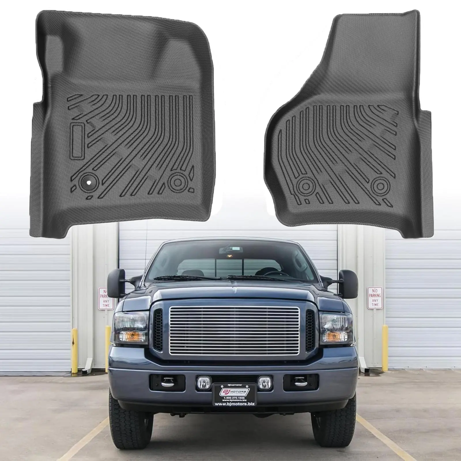Canvcle Vehicle-Specific Fit Pre-Fit Front Synthetic Car Mats for 1999-2007 Ford F-250, 1st Row Black Waterproof TPE All-Weather High Tensility and Safety Auto Interiors Cars Accessories with Debris Traps, 31"l x 24"w x 3"h Hoseoff Cleanup Truck Mats