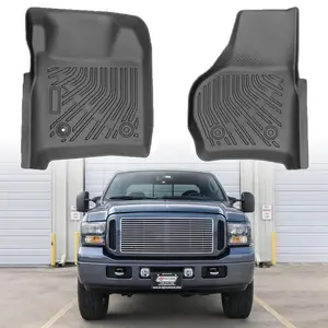 Canvcle Custom Fit Front Floor Mats for 1999-2007 Ford F-250 All Weather Durable 1st Row Set Black Car Interior Accessory