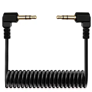 TRS Cable,3.5mm TRS to TRS Adapter Microphone Patch Cable,1/8 Aux Cord TRS Audio Converter Patch Cables,Cameras Coiled Live Streaming Mic Cord (Black)