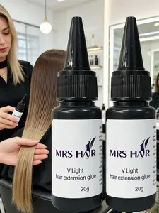 2 Bottles V Light Hair Glue 20g Each, Quick Bonding Hair Extension Adhesive, UV Lamp Cured False Hair Gel for All Seasons