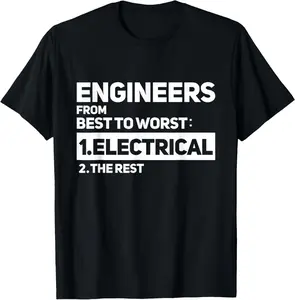 100% cotton Unisex Funny Engineers From Best To Worst Electrical Engineering T-Shirt