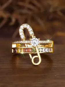 Fashionable Pin Ring for Women, Synthetic Zircon Inlay Daily Wear Women's Index Finger Ring for Men and Women, All Season Wear, Unisex Finger Jewelry Gift, Adjustable Ring