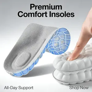 4D Cloud Soles for Men & Women Anti-Fatigue Shock Absorption Foot Pain Relief High Elastic Cushioned Non-Slip Soft Insoles for Daily Wear