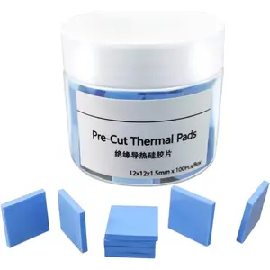 Box of 100 Thermal Pads for Motherboard, Integrated Circuits, Cpu & Gpu Coolers, Soft Silicone Thermal Pads, Size 12x12x1.5mm