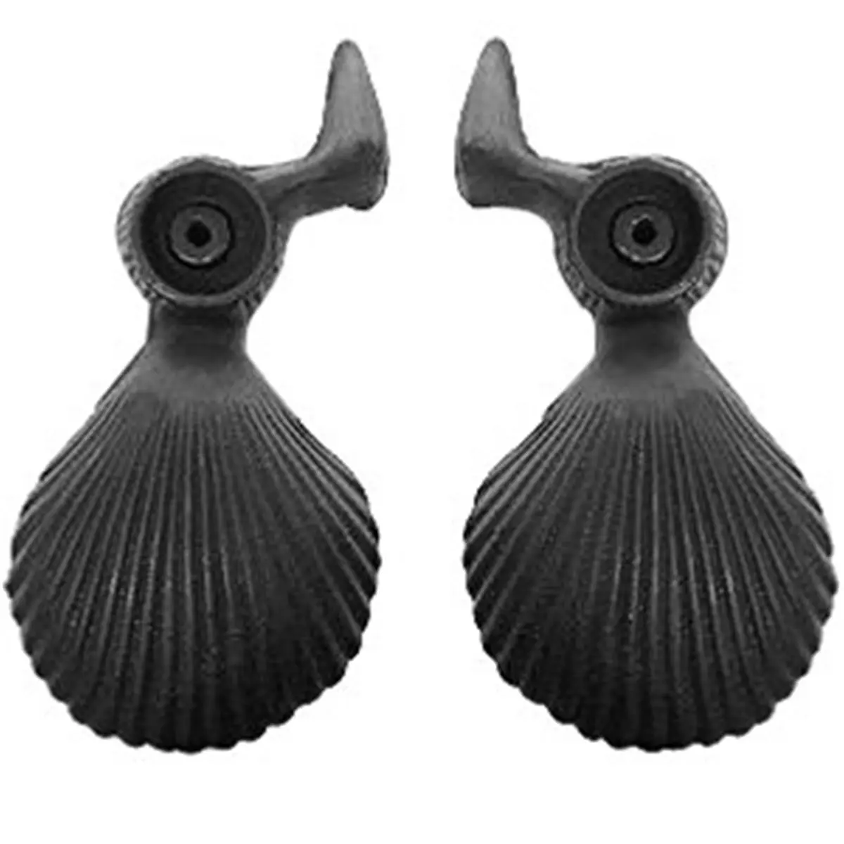 John Wright Antique Seashell Cast Iron Shutter Tiebacks with Excellent Detailing for Extended Mountings, 4-1/2" Lag Bolt, Powder Coat, Shell Shape, Antique Look, Antique Reproduction