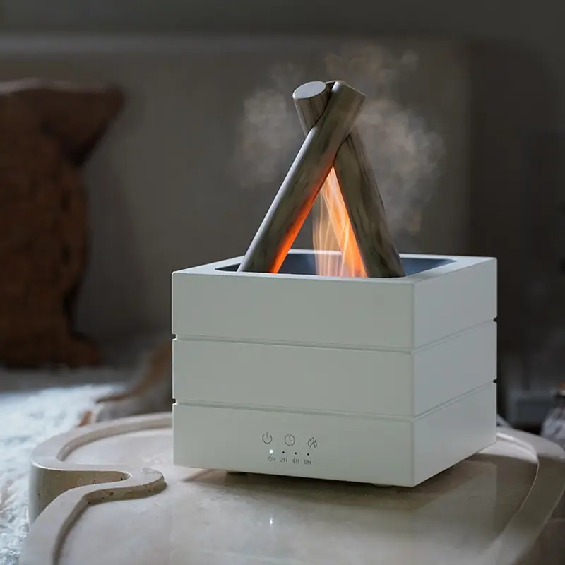 Bonfire flame diffuser, bonfire aromatherapy essential oil diffuser, 280ml wooden cold mist humidifier, Aroma Diffuser Humidifiers, remote control, timer and automatic shutoff, night light, quiet and silent, suitable for home, bedroom, office, gift
