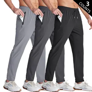 Men’s drawstring-waist athletic pants, ultra-lightweight breathable summer casual regular fit with zippered pockets, men’s running pants, fitness long pants, men’s bottoms, sports-casual style