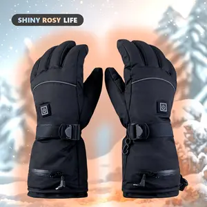 30W Max Power Heated Gloves with Rechargeable Lithium Polymer Battery, SHINY ROSY LIFE Nylon Fabric Battery-Powered Electric Gloves for Winter Warmth 36V Operating Voltage