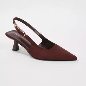 Berness Women's Cassandra Slingback Heels with Suede Finish Brown 8.5