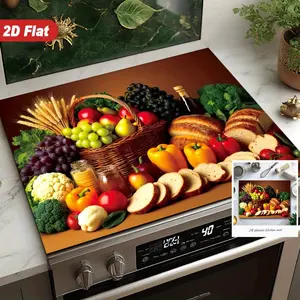 1 piece of 2D pattern design for fruits and vegetables, Kitchen Utensils Gadgets, suitable for stoves, induction cookers, this scratch resistant cover is easy to clean and heat-resistant, with a diatomaceous earth baking mat