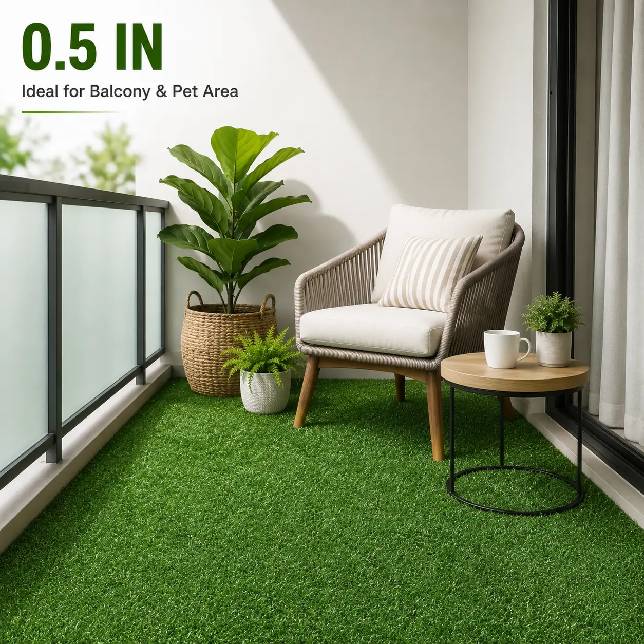 10-Year Guaranteed Artificial Grass Turf - 0.4in Thick Synthetic Decorative Lawn, Pet-Friendly, Waterproof, UV-Resistant, Cuttable, Easy-Install Mat with Various Sizes (3*32FT-6*25FT), for Balcony, Backyard Lawn, Cut Out Use Fruit