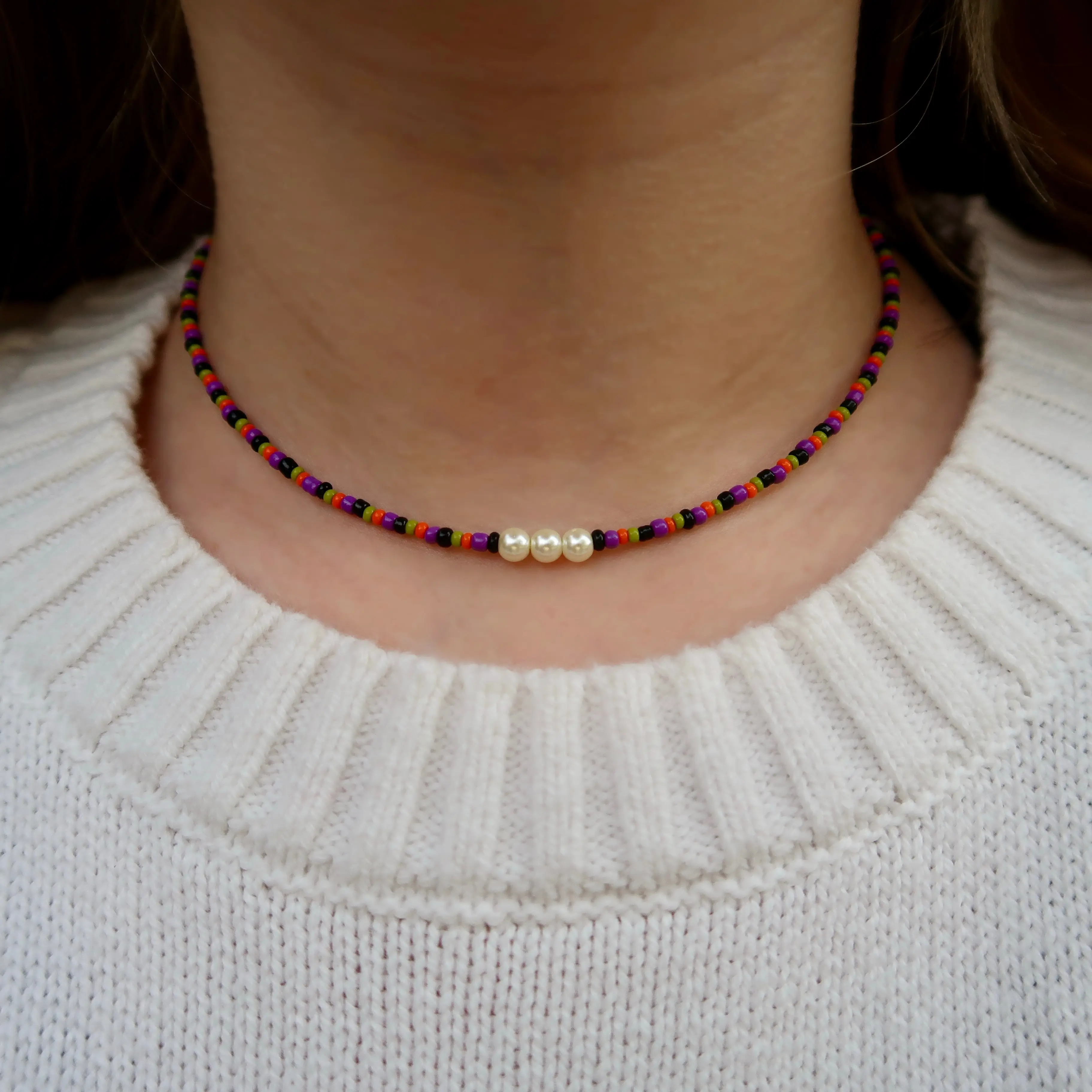 Halloween Sprinkles Inspired Necklace | Fall/Halloween Jewelry | Black, Green, Orange and Purple
