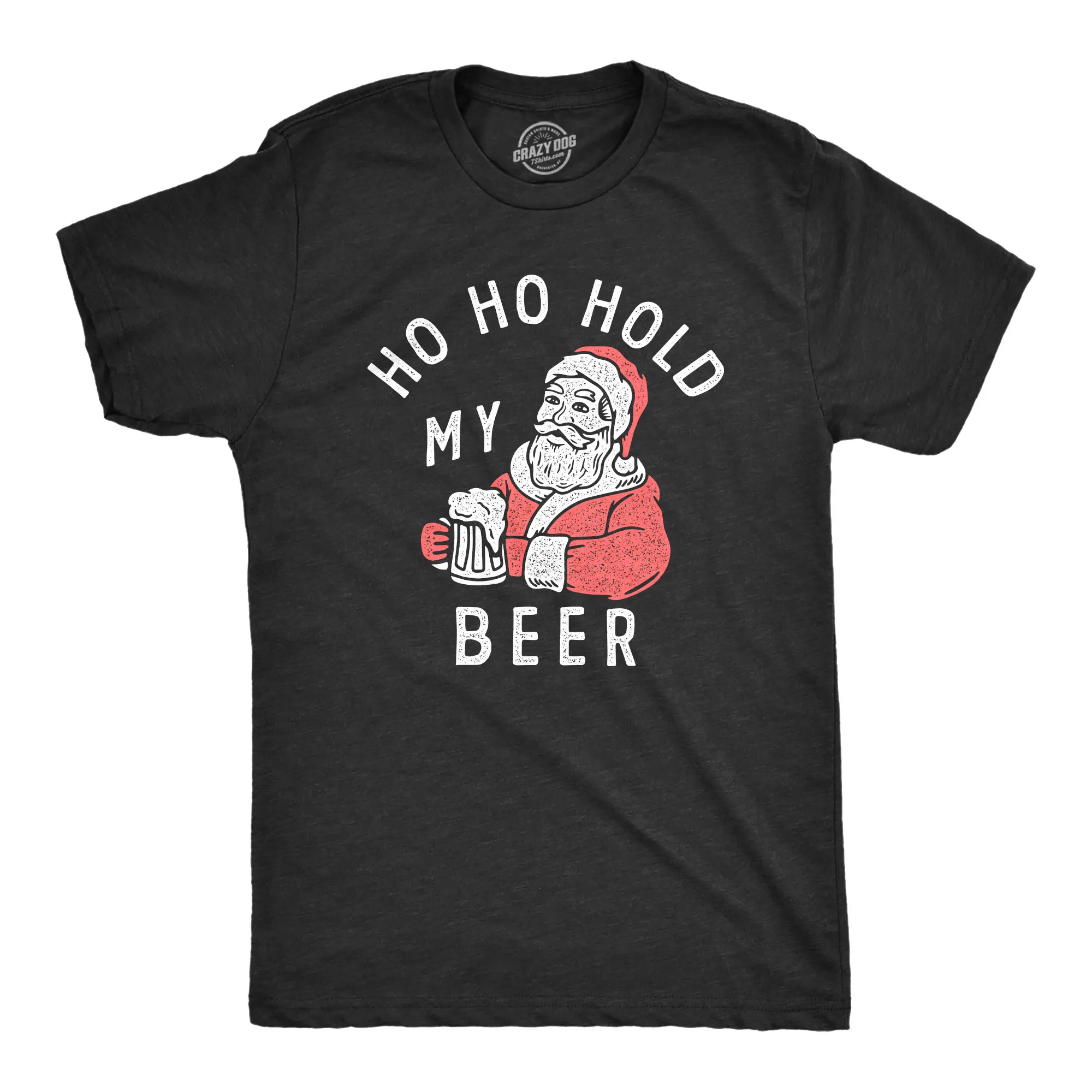 Mens Ho Ho Hold My Beer T Shirt Funny Xmas Drinking Party Santa Clause Tee for Guys Mens Funny T Shirts Cool Vintage Fashion T-Shirt Gift Classic Menswear Christmas Apparel for Men Funny Beer Short Sleeve Black -