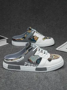 Men's Fashionable Lace Up Low Top Mule Sneakers, Casual Comfortable Breathable Slip on Shoes, Trendy All-match Sneakers for Daily Wear, Boy