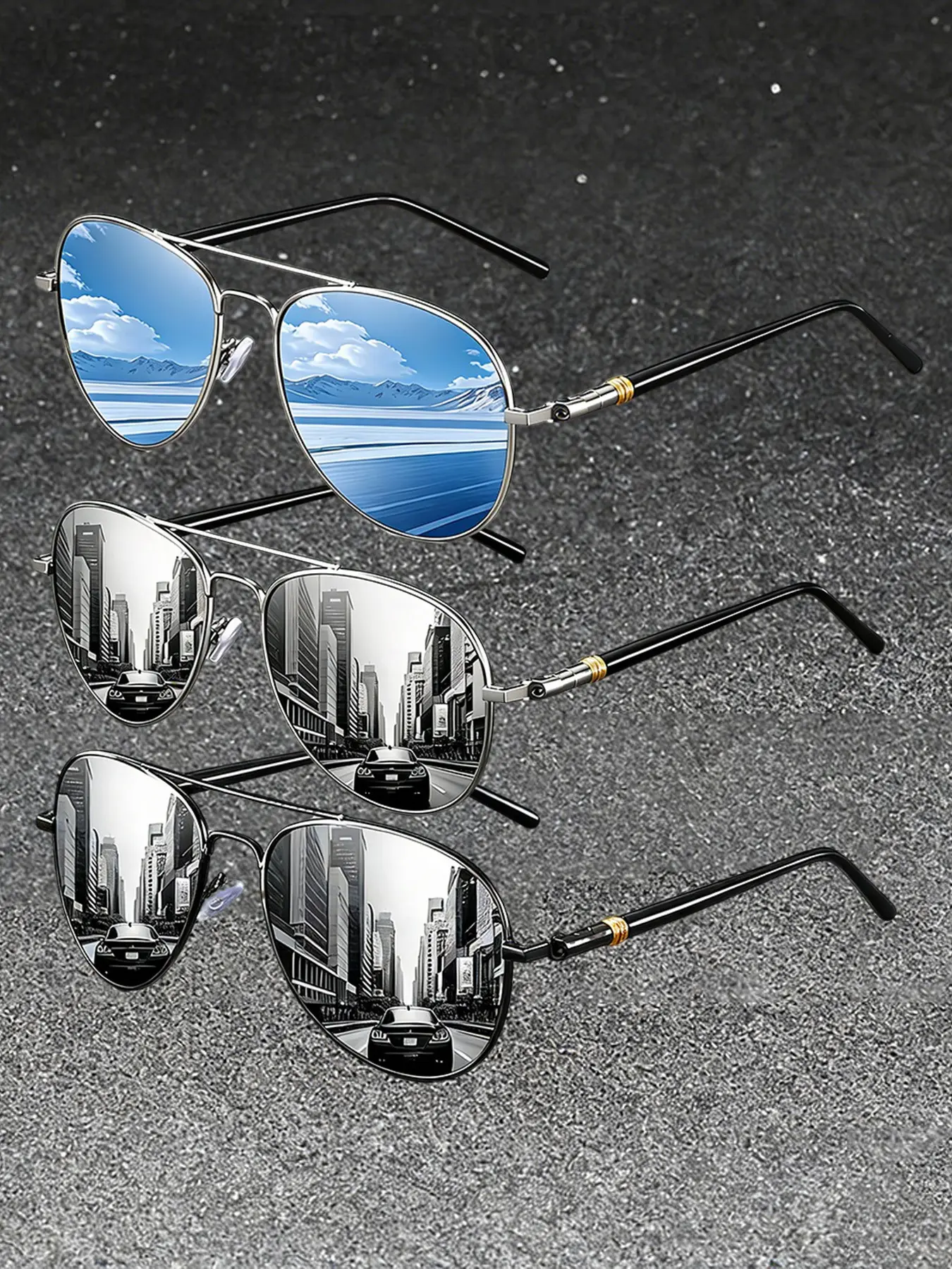 Set of 3 Pairs of Aviator Sunglasses ? New! Velvet Eyewear® Aviator Large Sunglass Style Box | Set of 3  main image 2