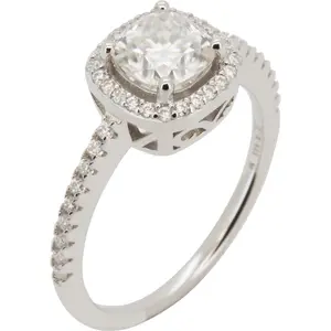 2ctw Moissanite 925 Sterling Silver Halo Square Engagement Ring
