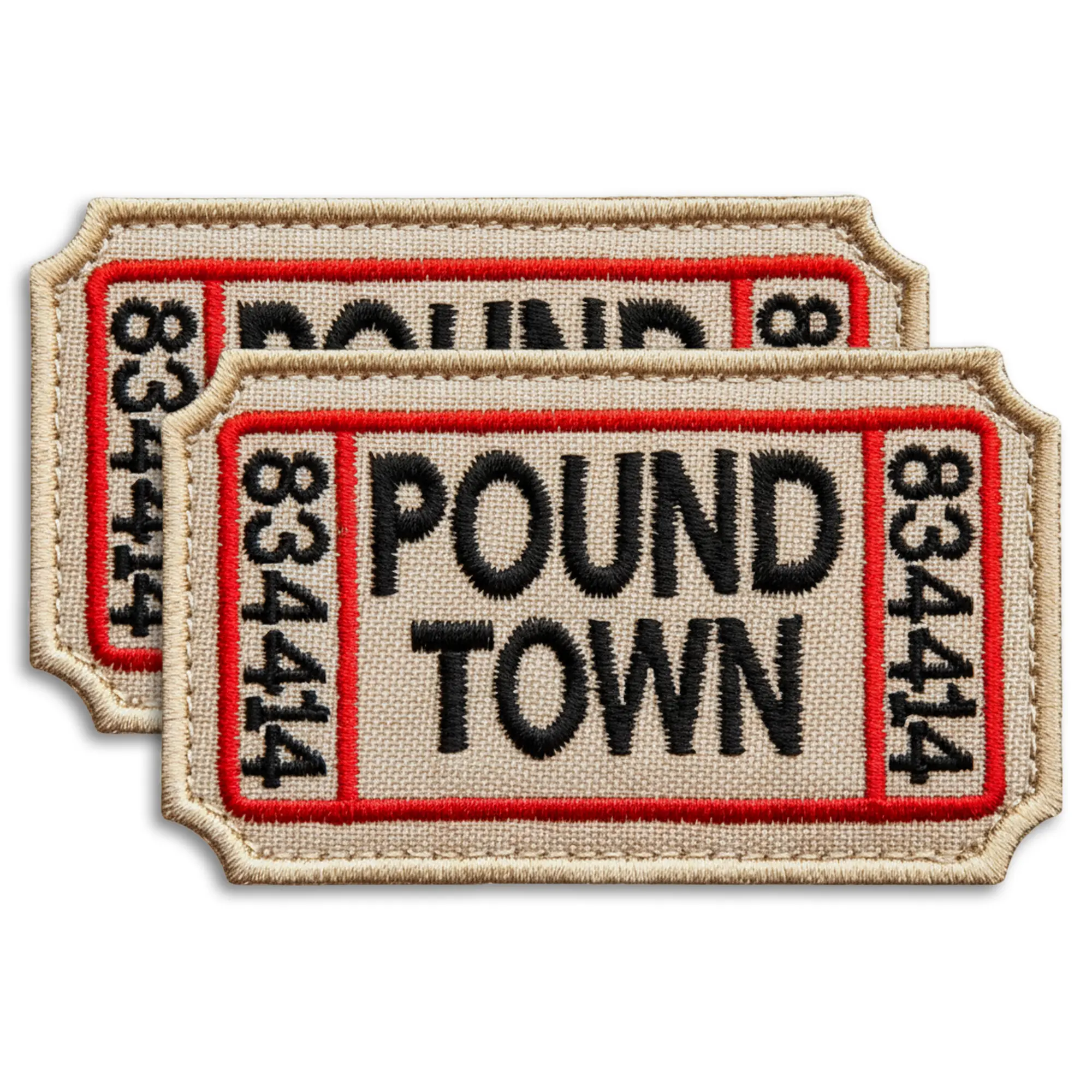 2-Piece Ticket to Pound Town Patch Set Embroidered Hook and Loop Patch