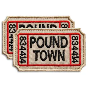 2-Piece Ticket to Pound Town Patch Set Embroidered Hook and Loop Patch
