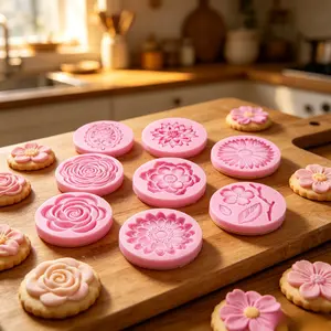 9 Pcs Flower Silicone Mold, Fondant & Chocolate Molds for Baking, Non-Stick Candy Resin Clay Soap Making Supplies, Polymer Clay Jewelry DIY Craft Kit (Pink)