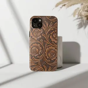 🤠 Classic Tooled Leather Floral Phone Case | Western Cowgirl Boho Aesthetic | For iP Phone 15, 14, 13, 12, 11, X Series (Pro, Max, Plus)