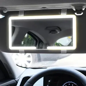 Car Sun Visor Makeup Mirror with LED Touch Screen Adjustable Brightness Auto Interior HD Mirror Rechargeable Vanity Mirror for Flawless Application