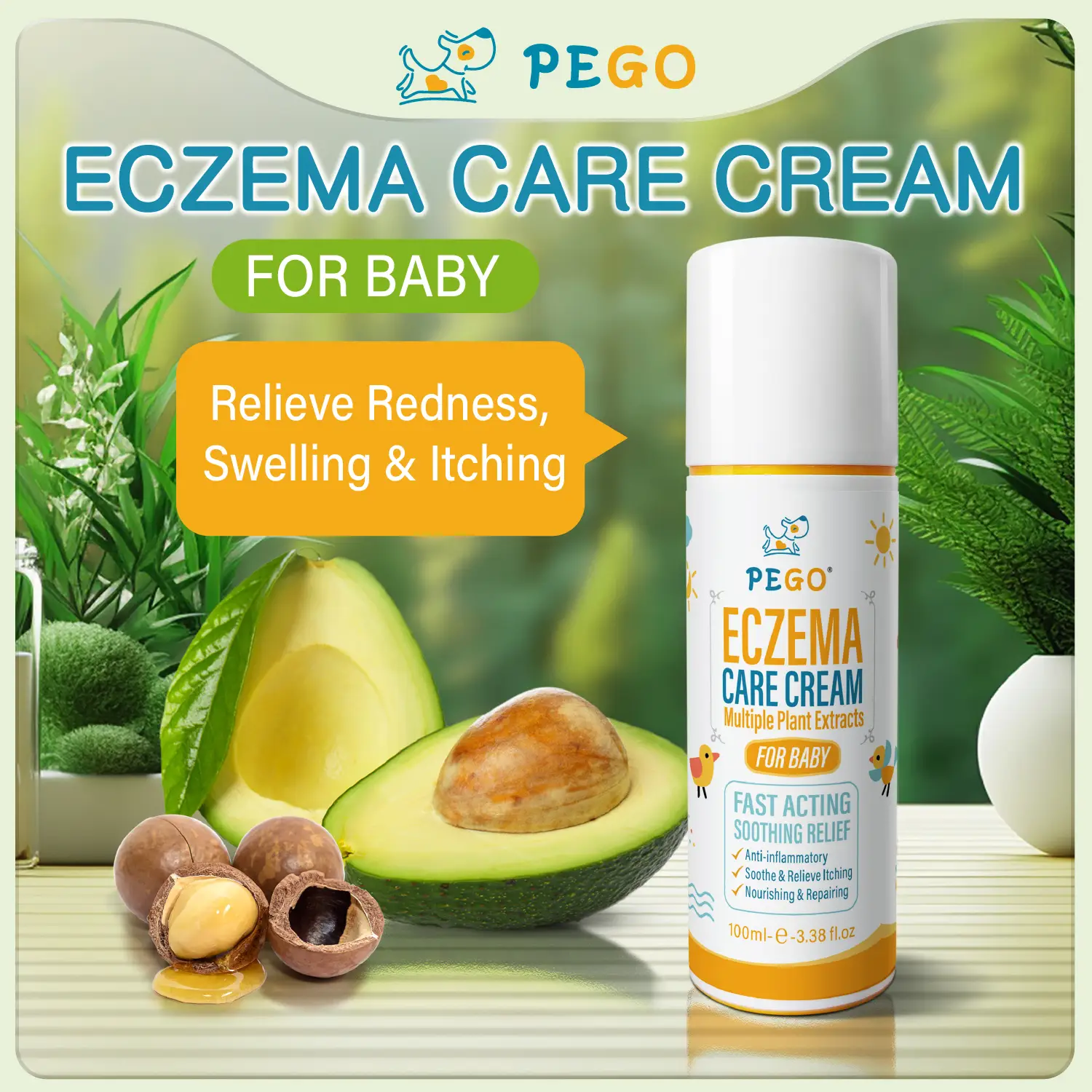 PEGO Baby Eczema Cream - Multi-Purpose Baby Eczema Cream, Soothing and Moisturizing Kids Body Cream, Relieves Skin Discomfort, Natural Skin Care Cream