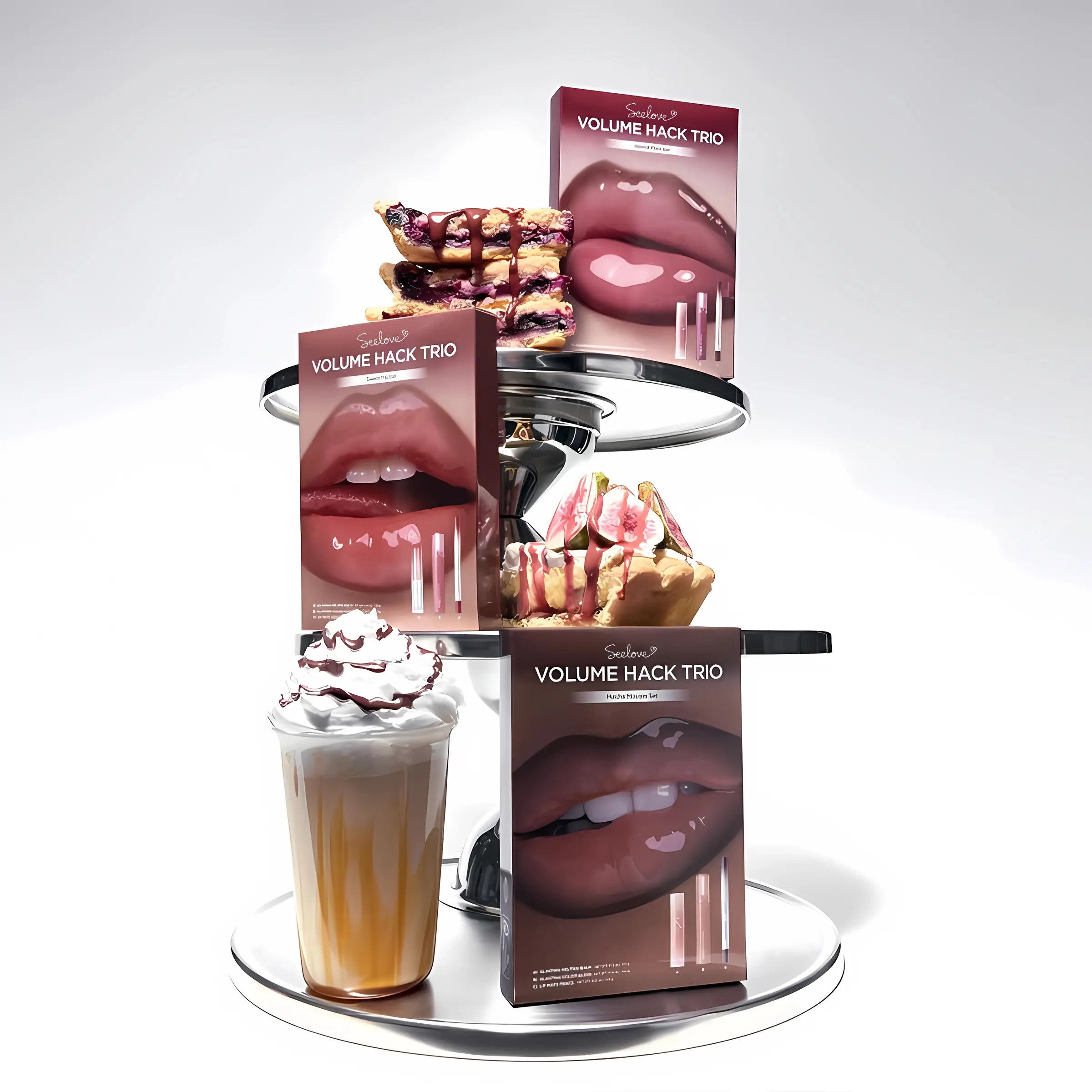 [Instant 3D Lip Volume] Volume Hack Trio Sweet Fig Set – Fuller Overlined Lips in 3 Easy Steps w/ Lip Mate Pencil 0.5g, Melting Balm 3.5g & Color Gloss 4g | 3-in-1 Plump & Glossy Lip Combo Kit (3 Shades).